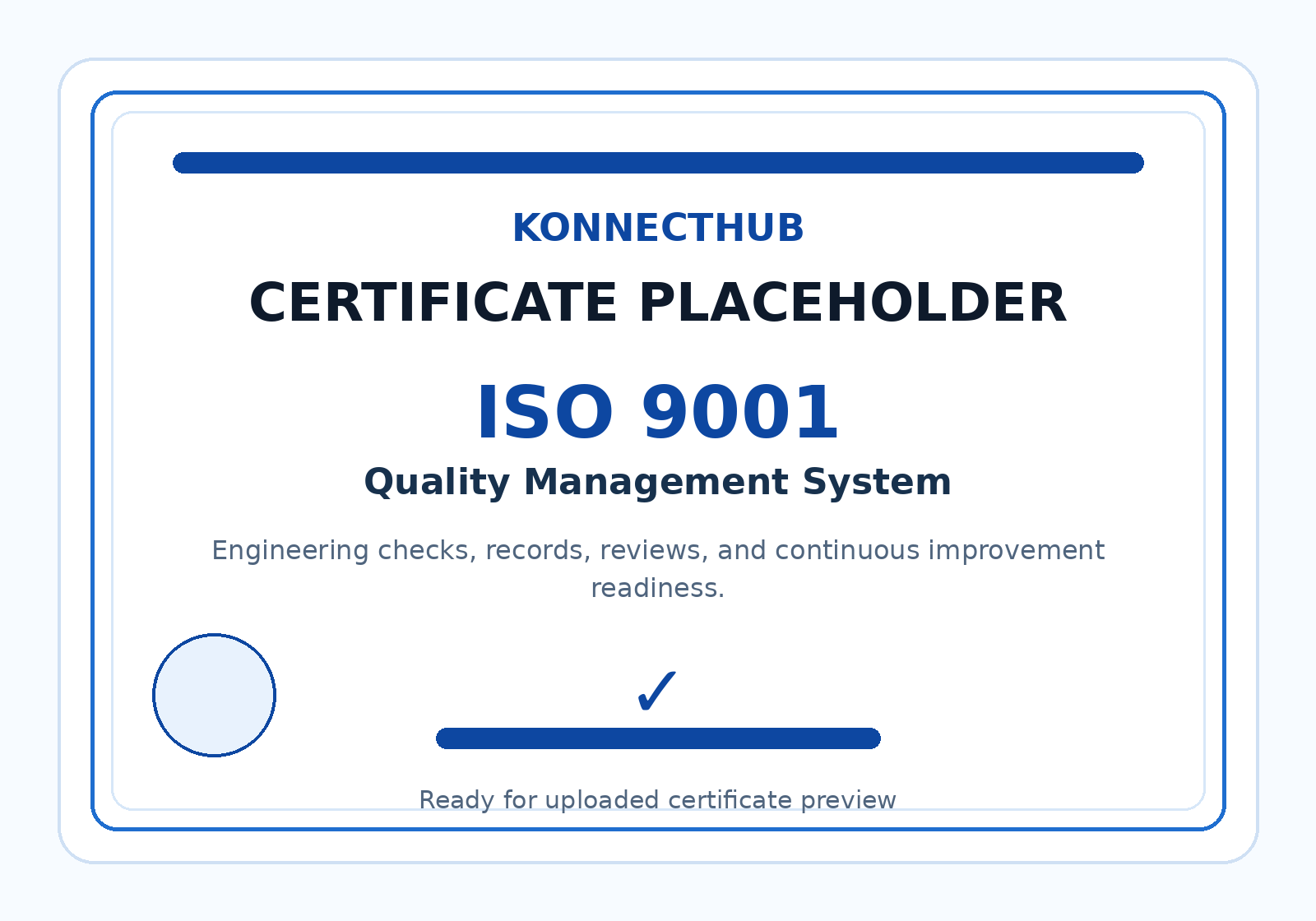 ISO 9001 certificate